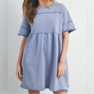 Buttermelon Riley Ruffle Babydoll Dress Periwinkle Large